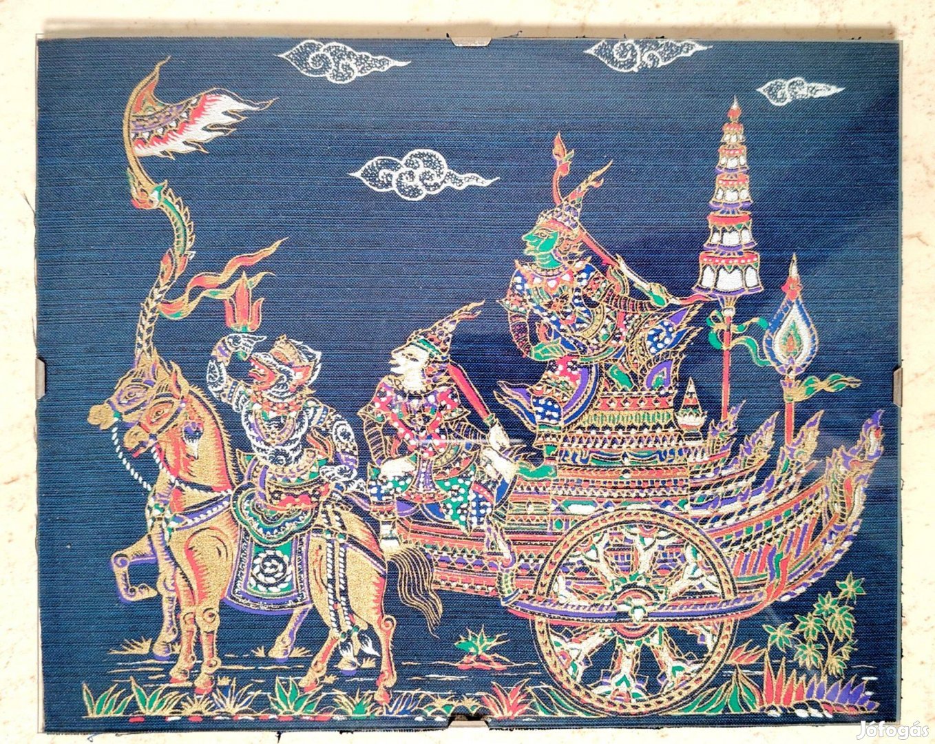 Thai selyemképek üveges keretben