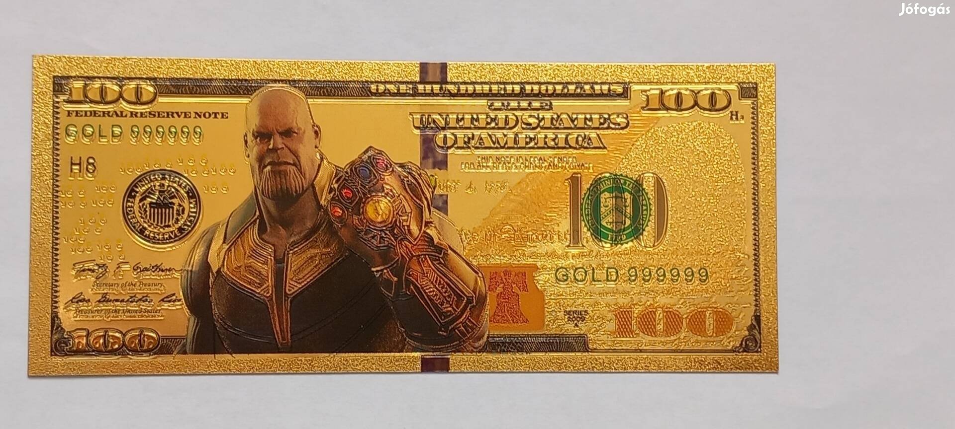 Thanos - színes, aranyozott, plasztik, fantázia 100 dollár 