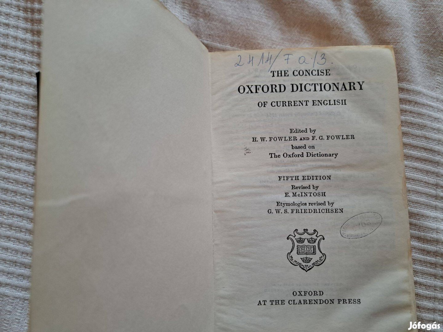 The Concise English Oxford Dictionary kisszótár A5nél picit nagyobb