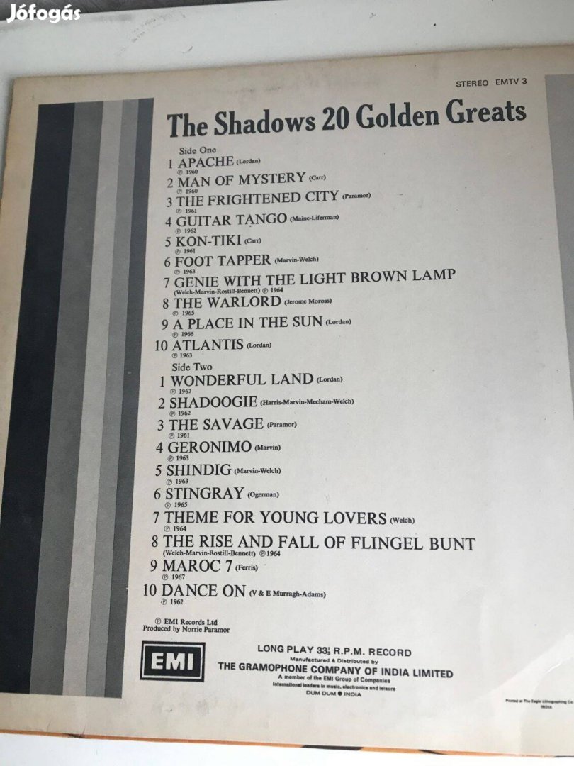 The Shadows együttes. 20 Golden Greats.Bakelit LP