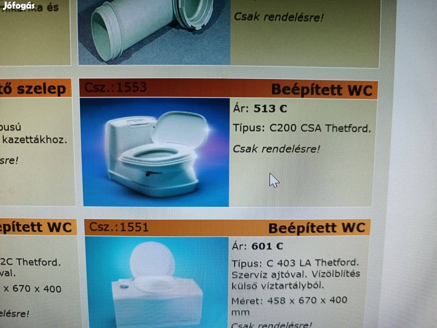Thetford C200 Casette Beépített Lakókocsi WC