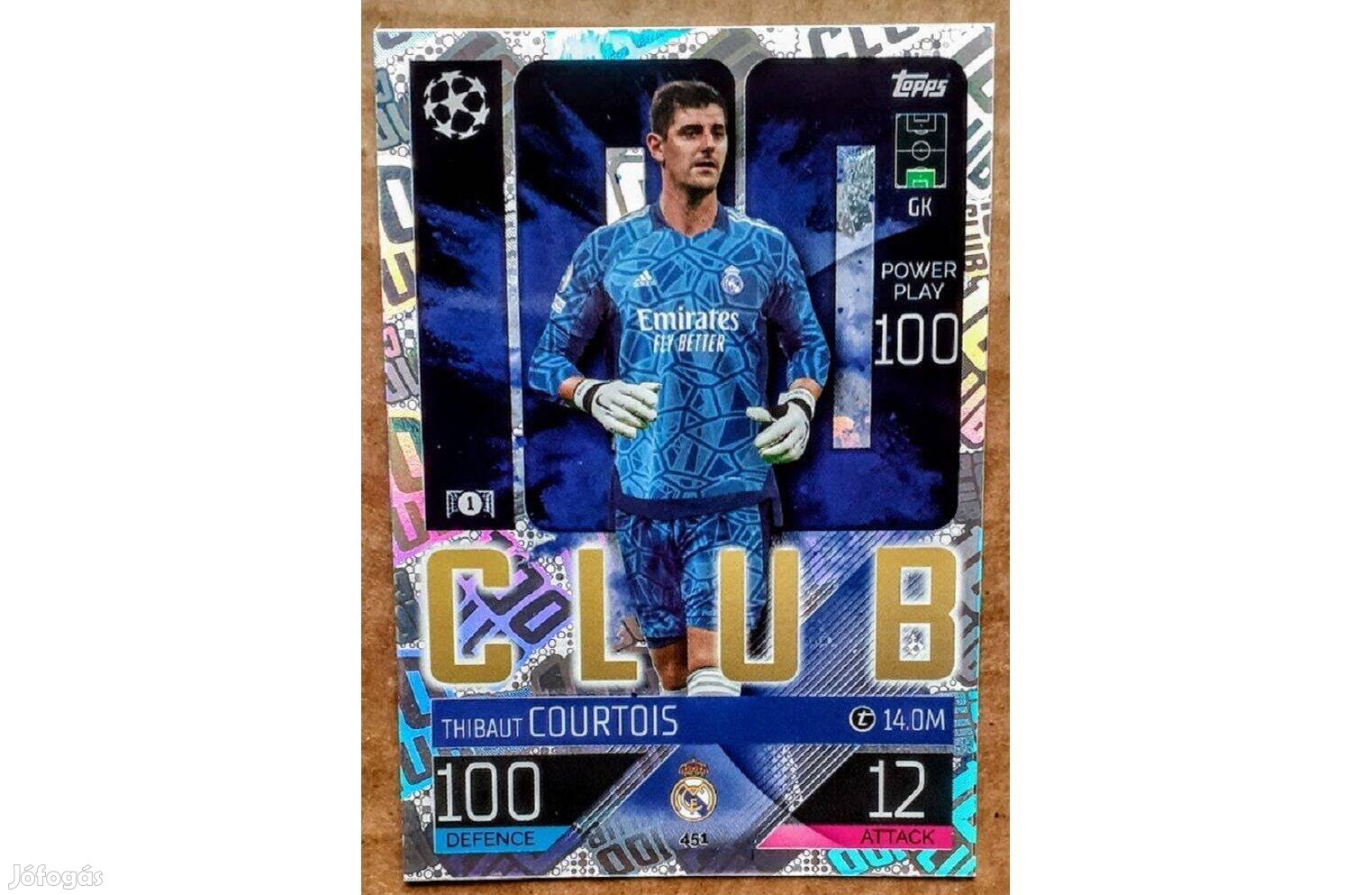 Thibaut Courtois Real Madrid 100 Club focis kártya Match Attax 2023