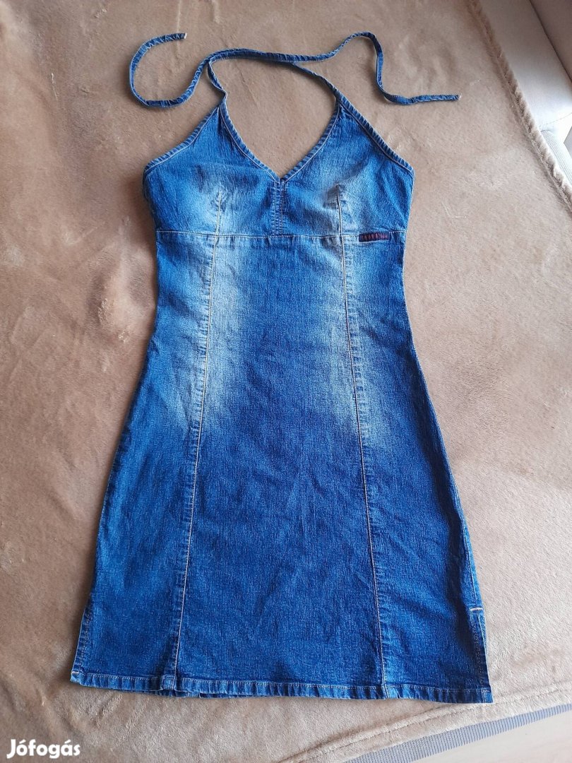 Thomas jeans nyakbakötős hátul nyitott vékony farmerruha S