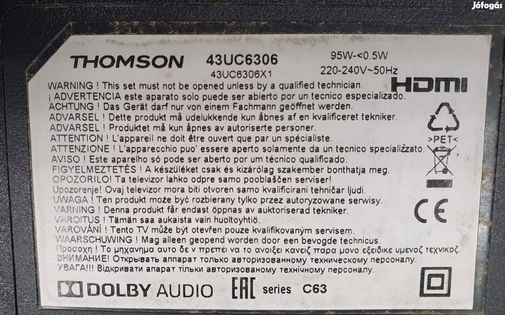 Thomson 43UC6306 LED LCD tv mainboard