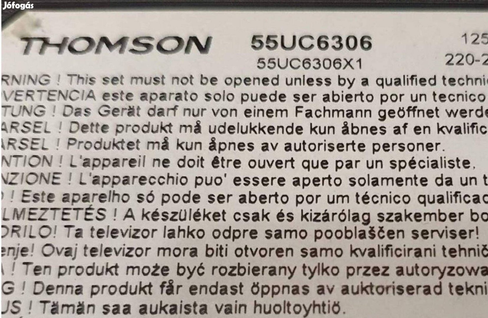 Thomson 55UC6306 UHD LED tv mainboard panel alkatrésznek