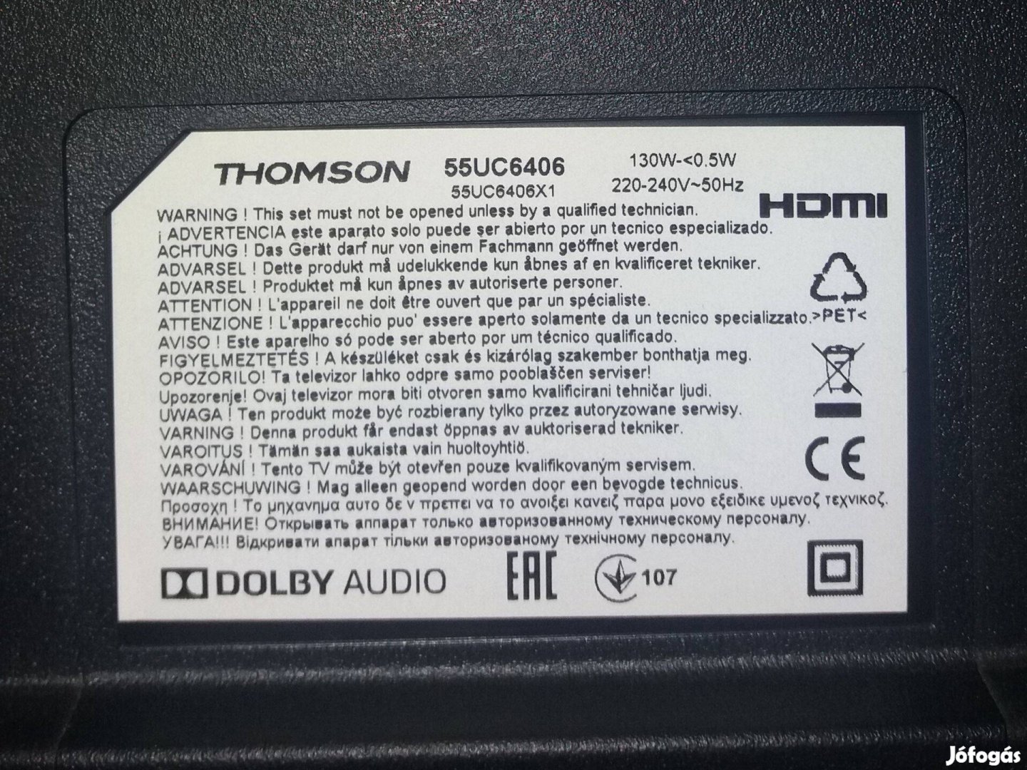 Thomson 55" 55UC6406 LED LCD 4K tv tápegység alkatrésznek