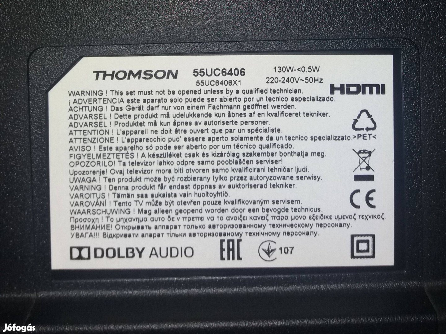 Thomson 55" 55UC6406 LED LCD 4K tv tápegység alkatrésznek