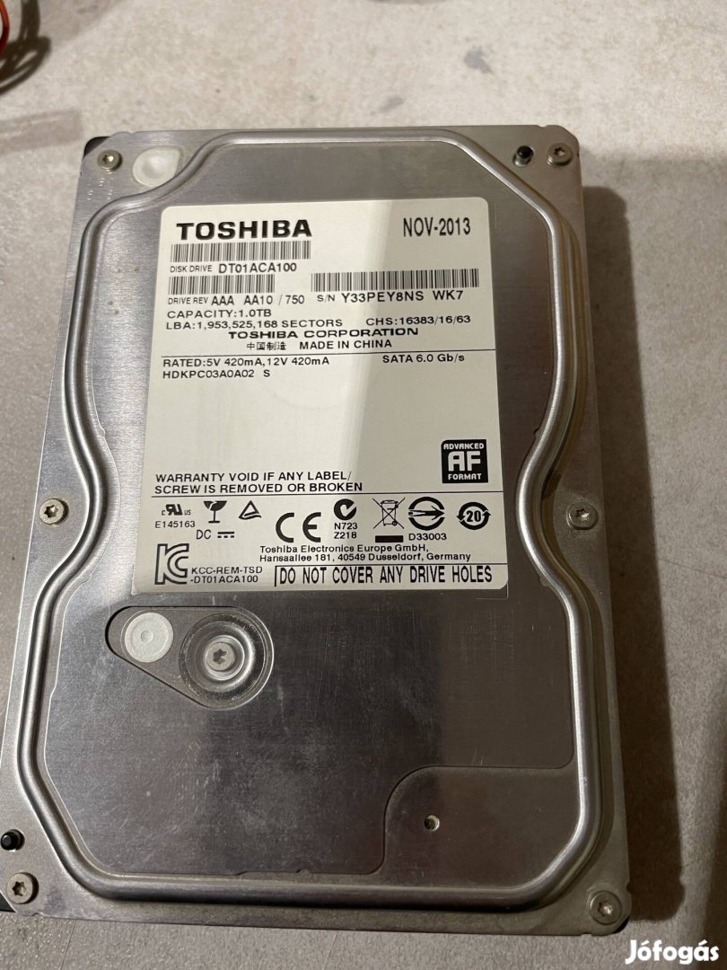 Thosiba 3,5" 1TB os HDD 100/100% os  