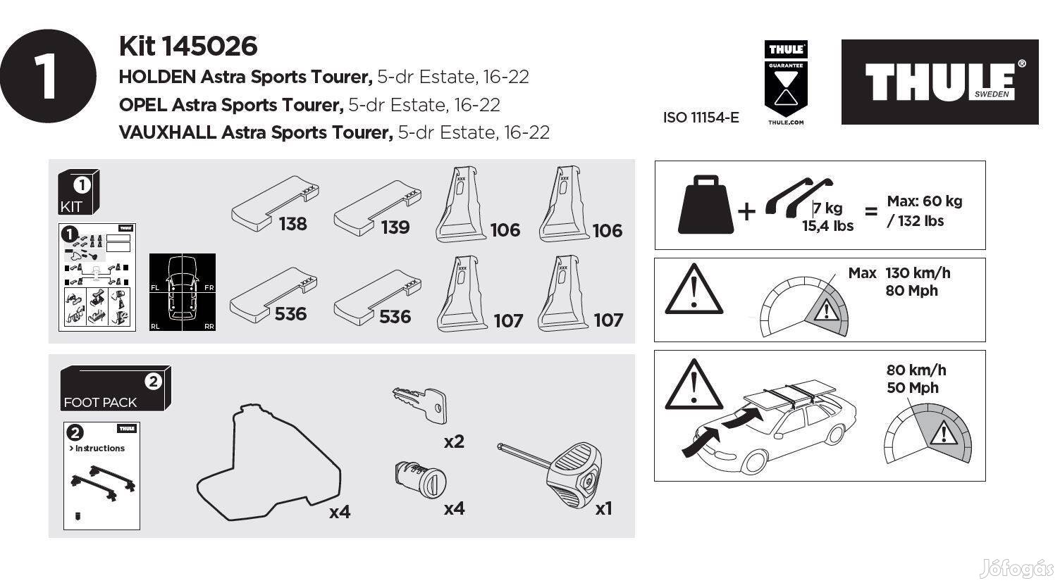 Thule KIT 145026/5026 Opel Astra K Sports Tourer 2016-