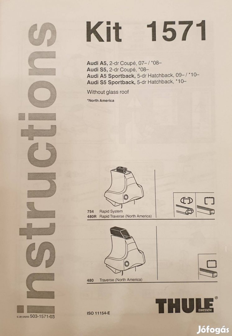 Thule KIT 1571 Audi A5, S5 eladó