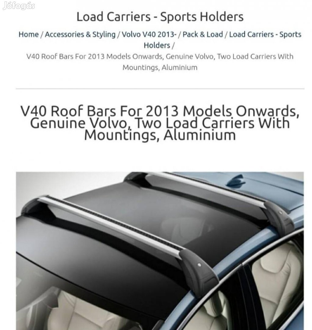 Thule Volvo V40 tetö csomagtartó 2013-tol