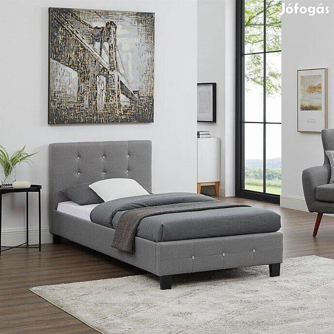 Tico 90 x 190 szövet heverő strasszal, ágyráccsal (szürke) 51233