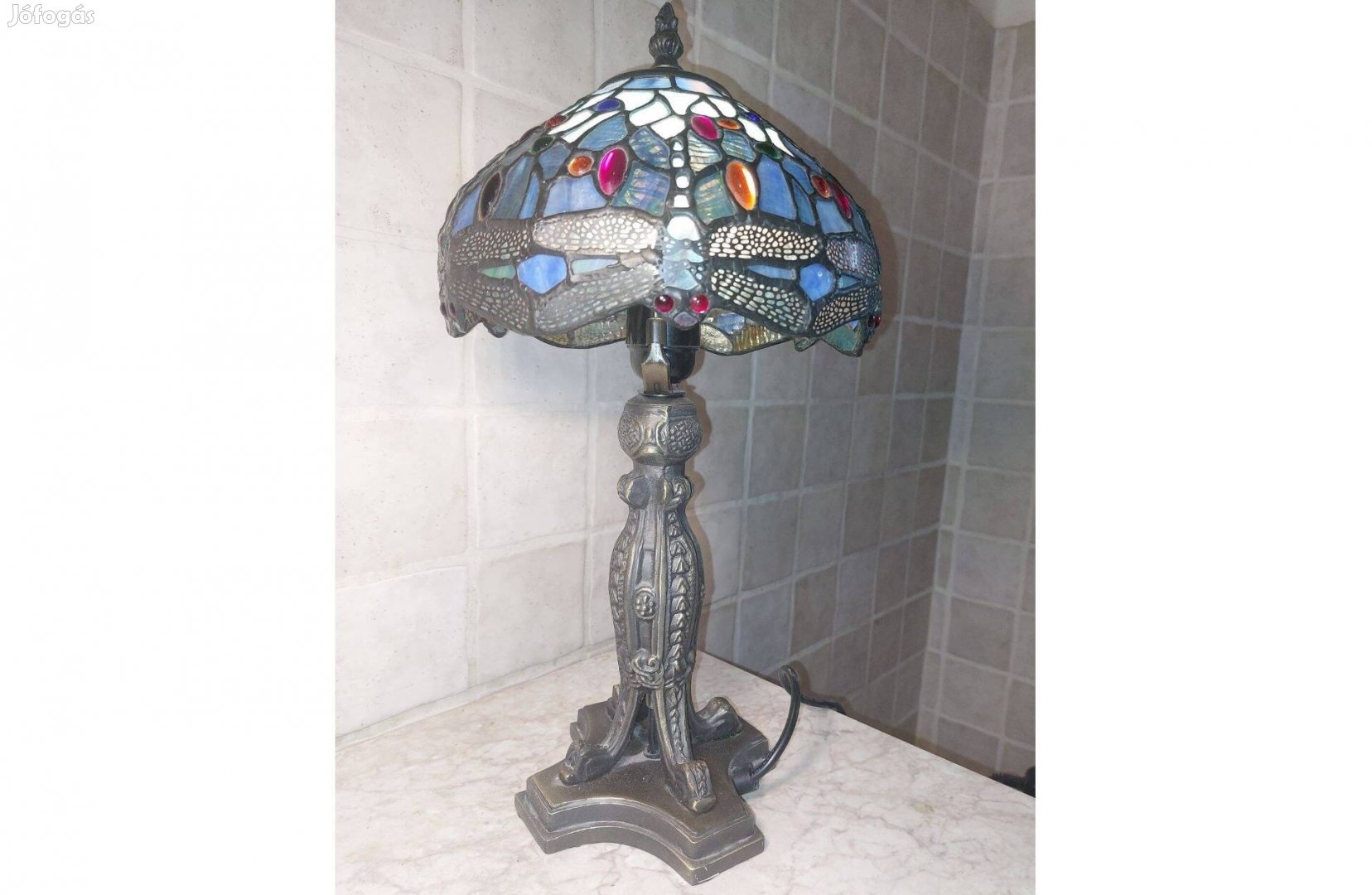 Tiffany, üveg, asztali lámpa 41 cm magas