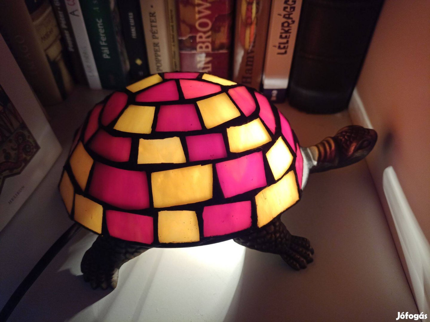 Tiffany típusú festett üvegű teknős lámpa