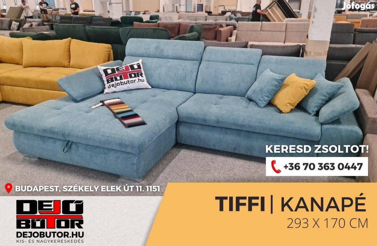 Tiffi kanapé ülőgarnitúra 293x170 cm ágyazható kék sarok