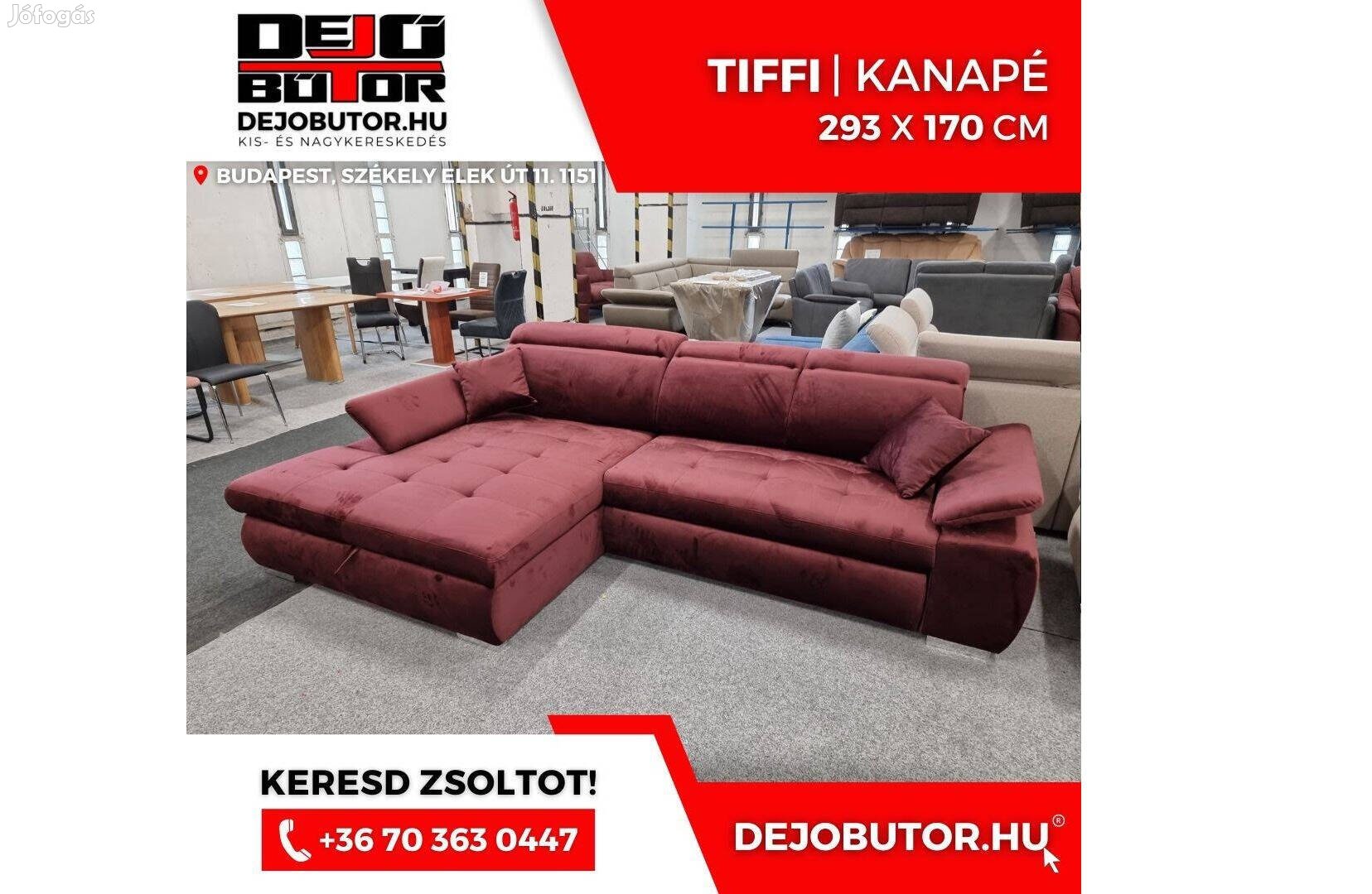 Tiffi rugós sarok kanapé ülőgarnitúra 293x170 cm ágyazható selyem