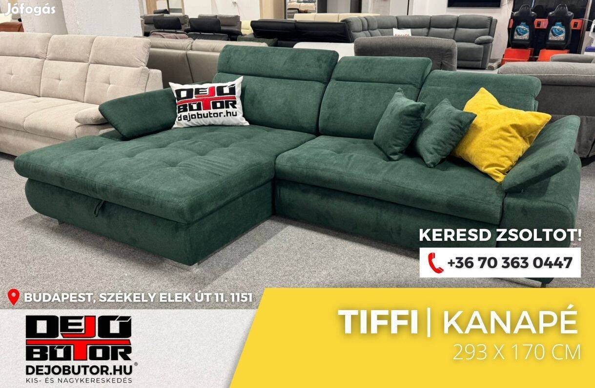 Tiffi rugós sarok kanapé ülőgarnitúra 293x170 cm ágyazható zöld