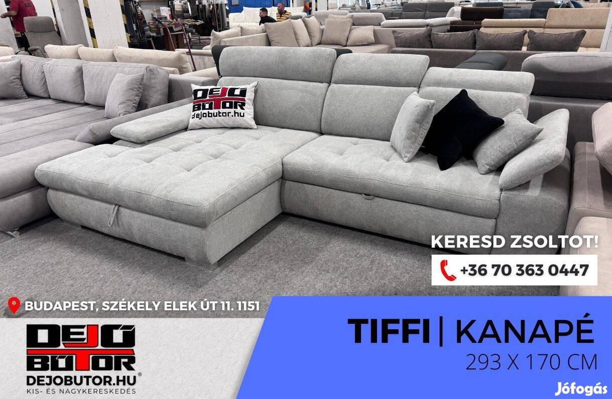 Tiffi sarok bútor kanapé ülőgarnitúra 293x170 cm ezüst ágyazható