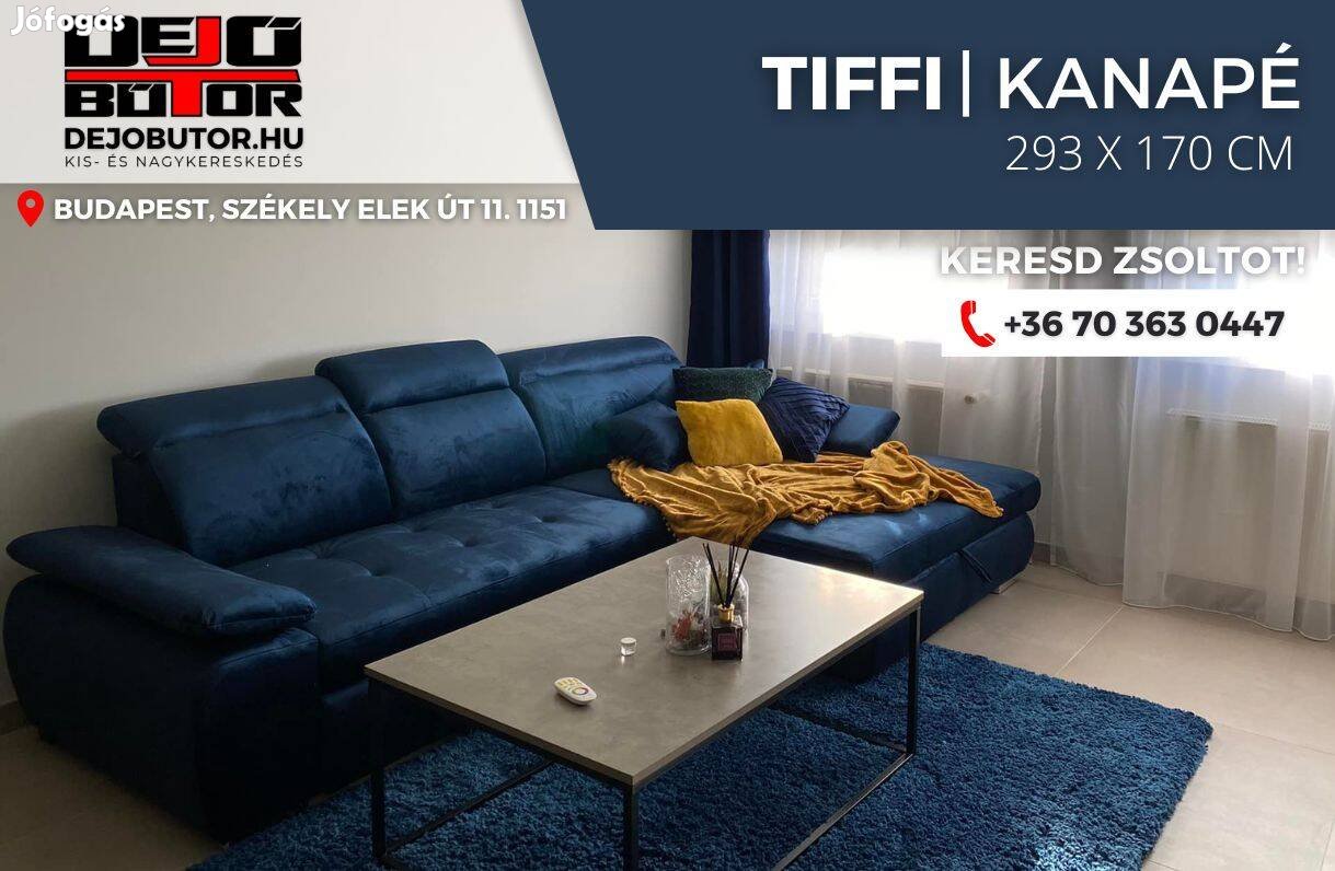 Tiffi sarok hátfalas rugós kanapé ülőgarnitúra 293x170 cm inbdigó