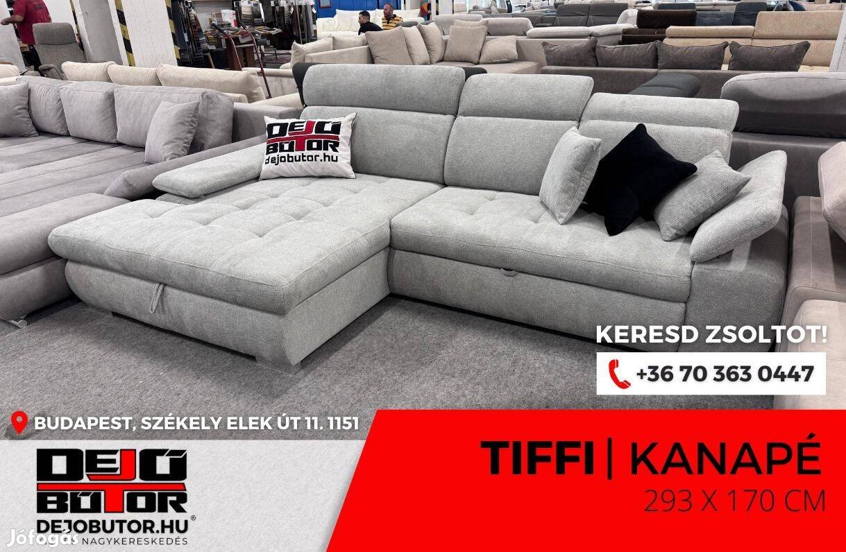 Tiffi sarok kanapé ülőgarnitúra 174x294 cm ágyazható grey