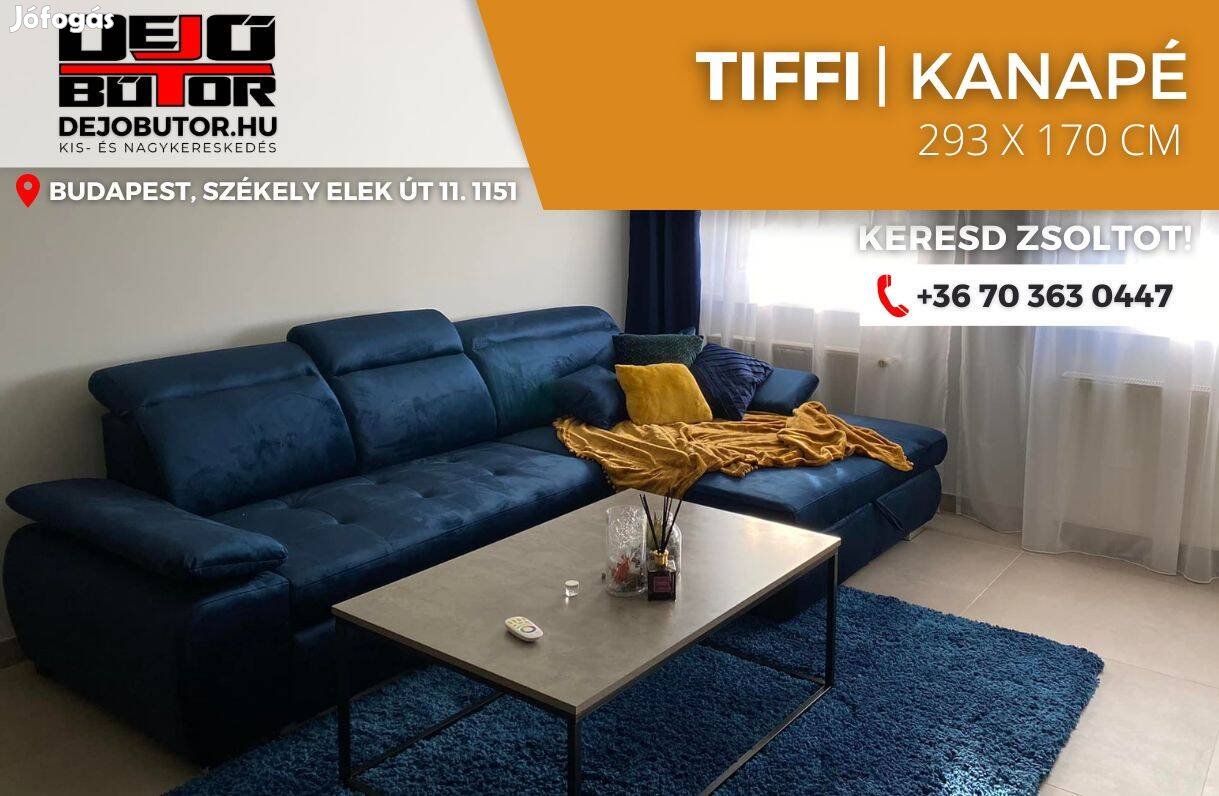 Tiffi sarok kanapé ülőgarnitúra 293x175 cm rugós ágyazható