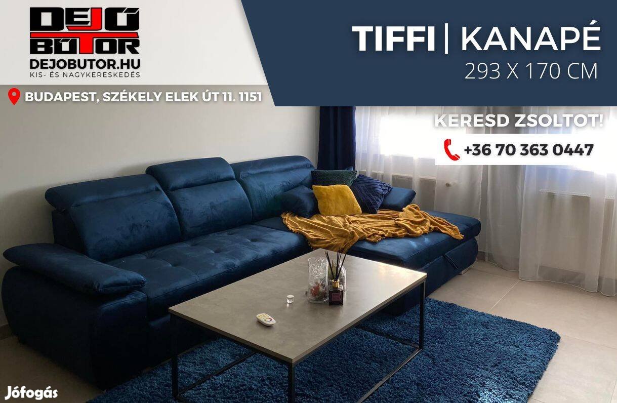 Tiffi sarok rugós relax kanapé ülőgarnitúra 293x170 cm rugós kék