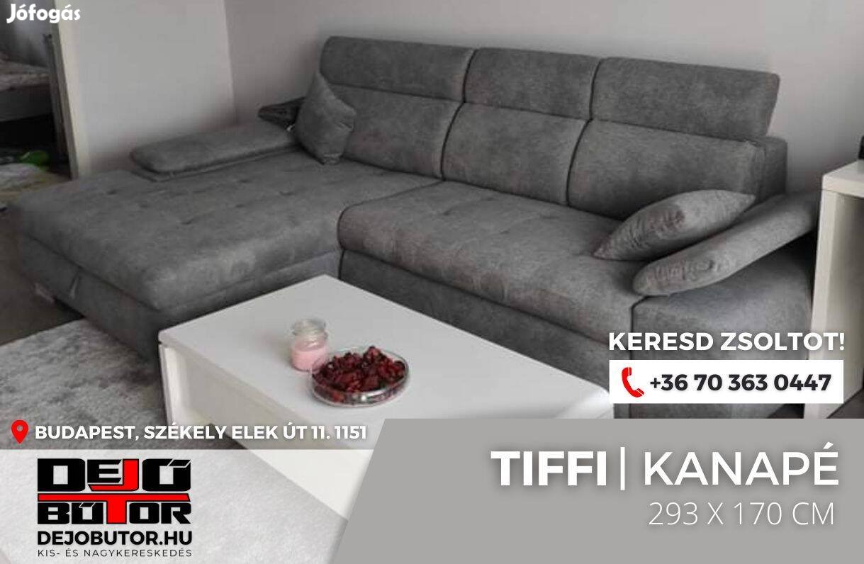 Tiffi sarok rugós relax kanapé ülőgarnitúra 293x170 cm rugós szürke