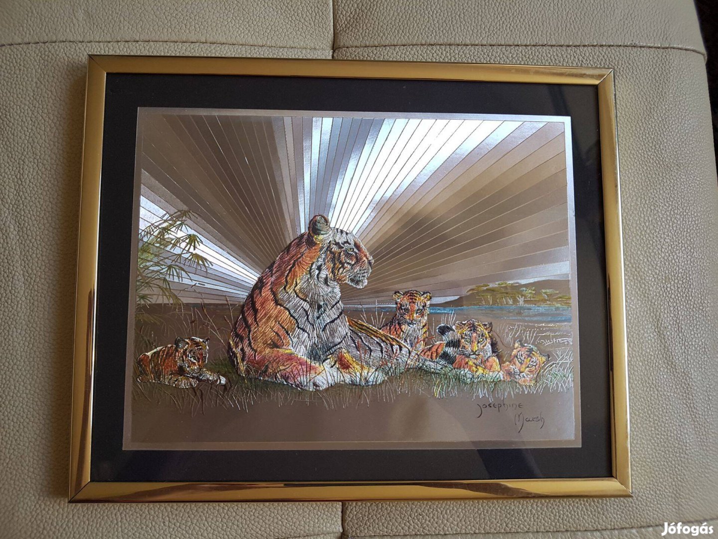 Tigris fényvisszaverős kép kerettel falikép fali dekoráció