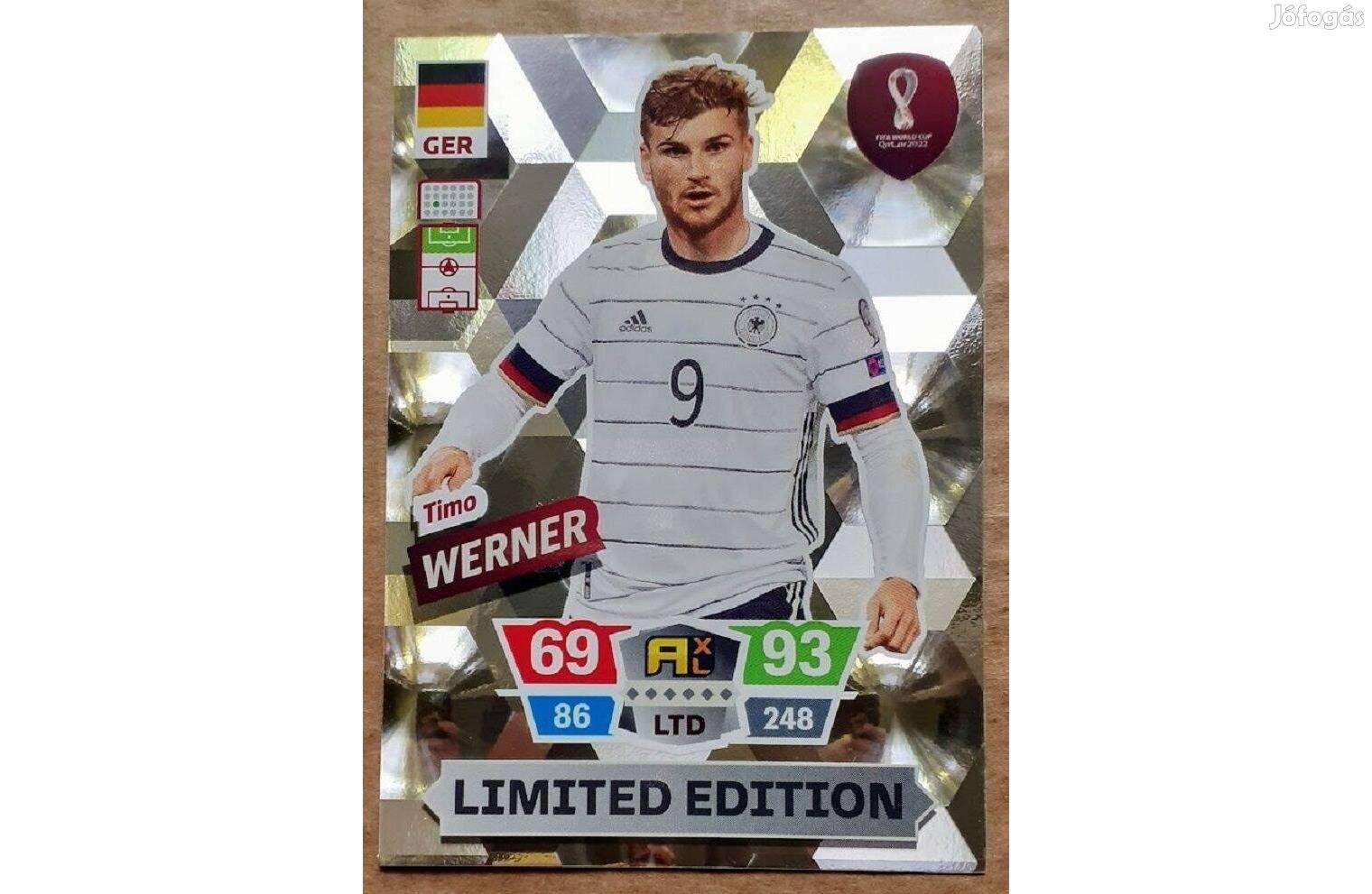 Timo Werner Németország Limited Edition focis kártya Qatar 2022