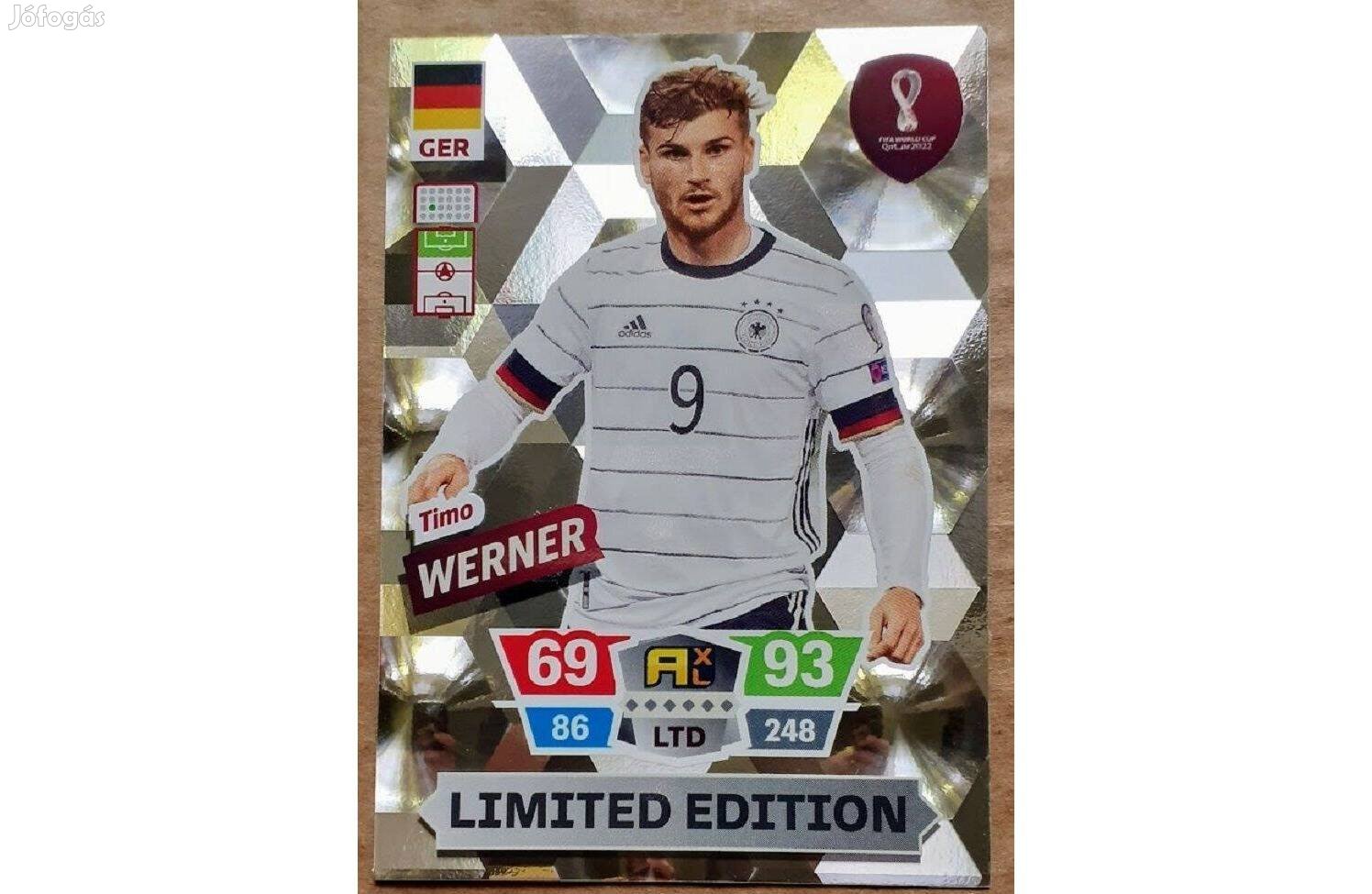 Timo Werner Németország Limited Edition focis kártya Qatar 2022