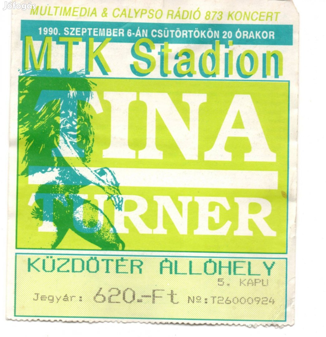 Tina Turner koncertjegy 1990 MTK Stadion