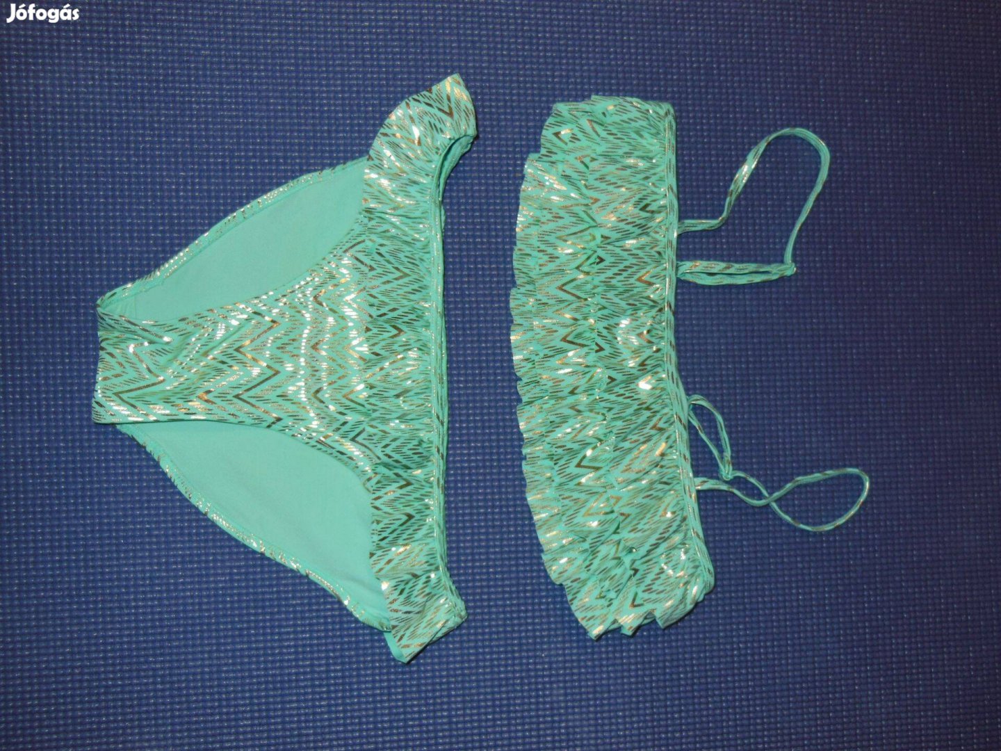 Tini, fodros, zöld lányka bikini, fürdőruha, 152/158