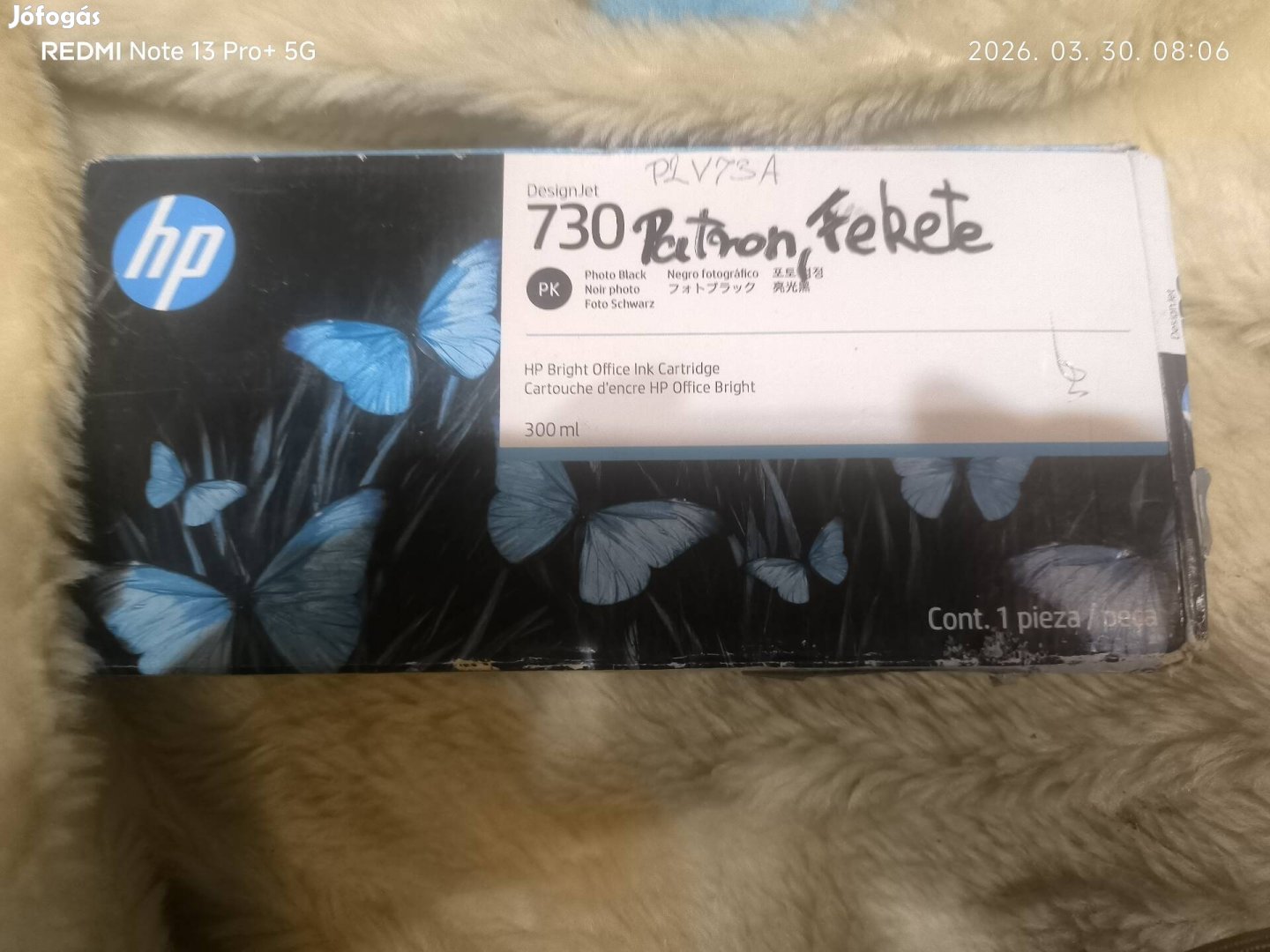 Tintapatron HP 730 P2V73A Photo Black fotófekete