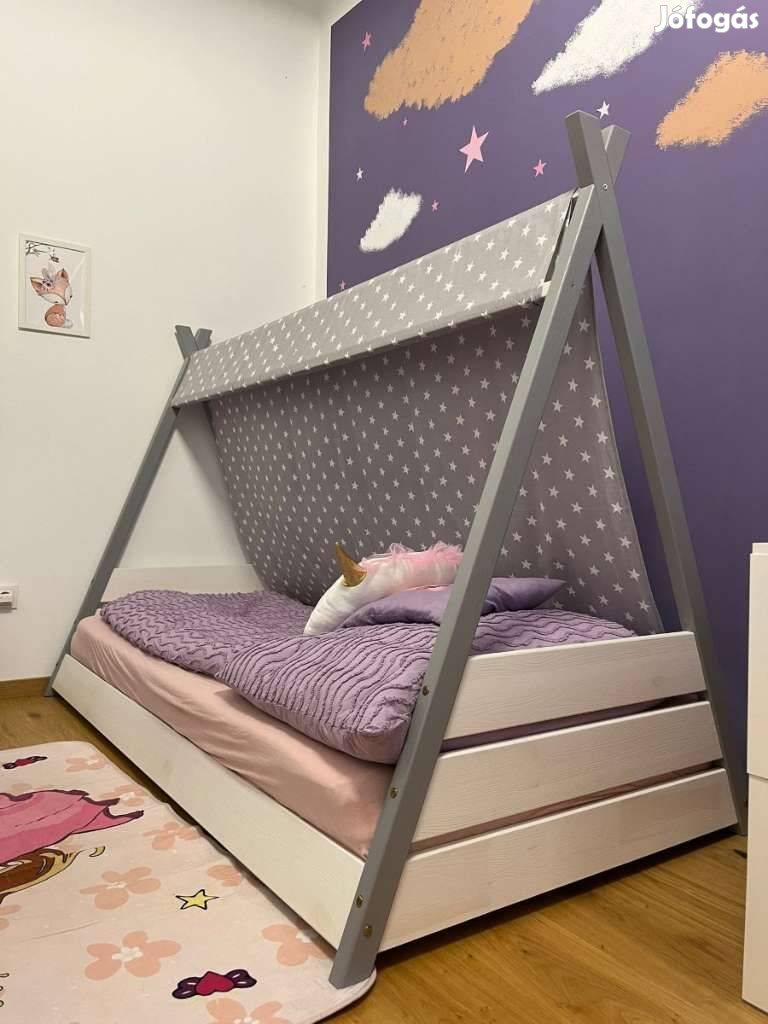 Tipi 90x200 sátorágy, házikóágy, gyerekágy kompletten