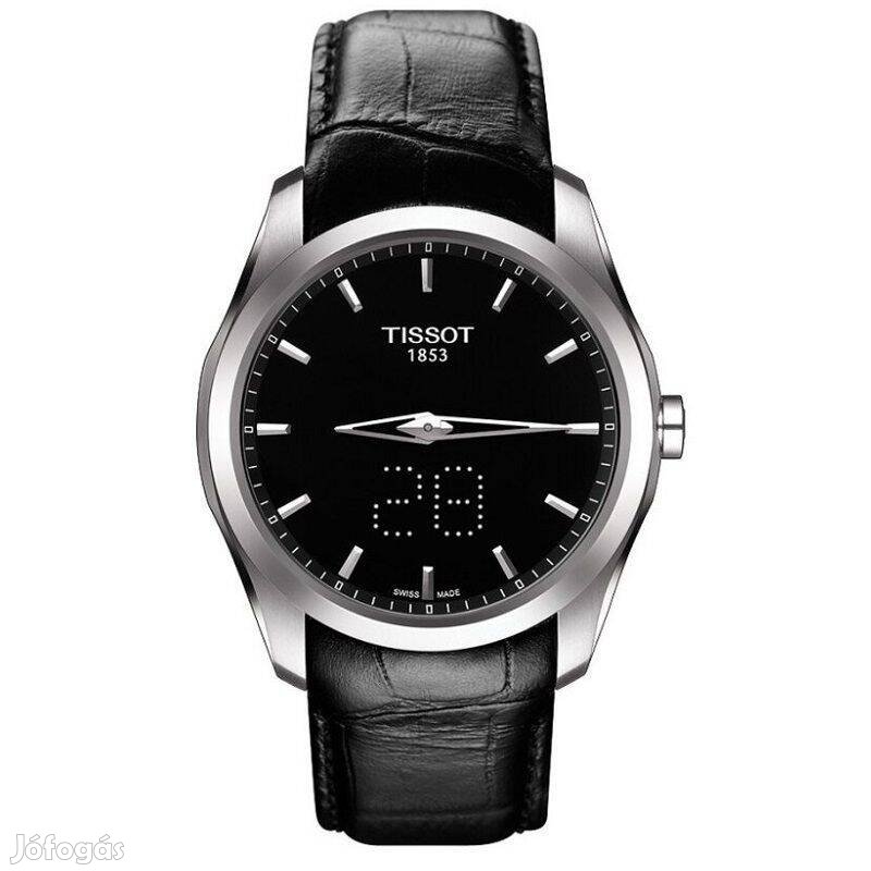 Tissot Couturier Secret Date analóg karóra, bőr szíjjal - rozsdamentes