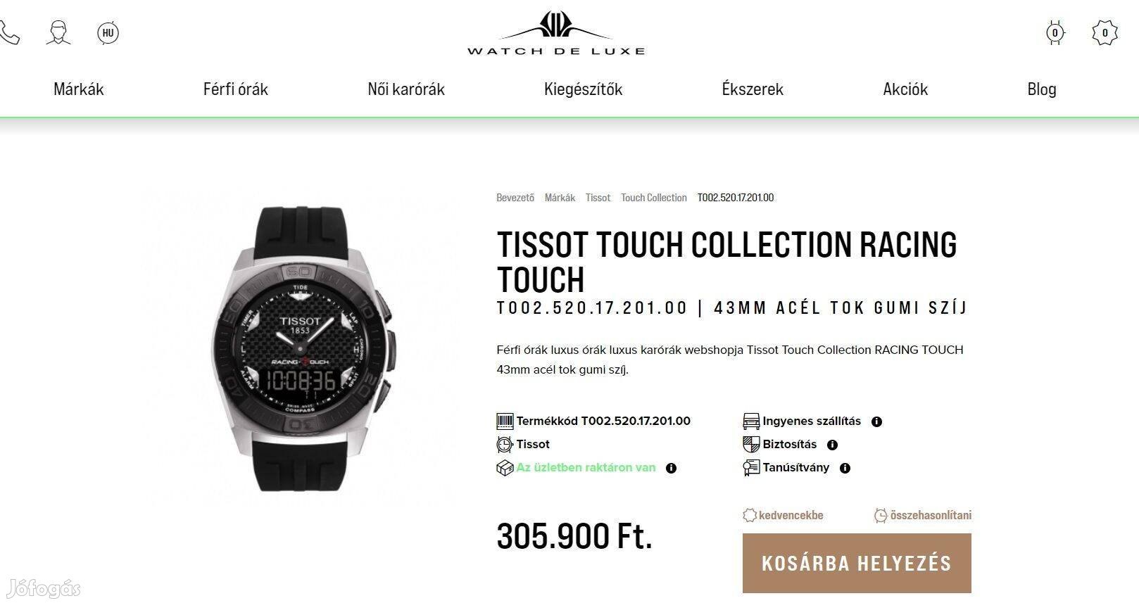 Tissot Racing Touch Svájci Férfi Karóra