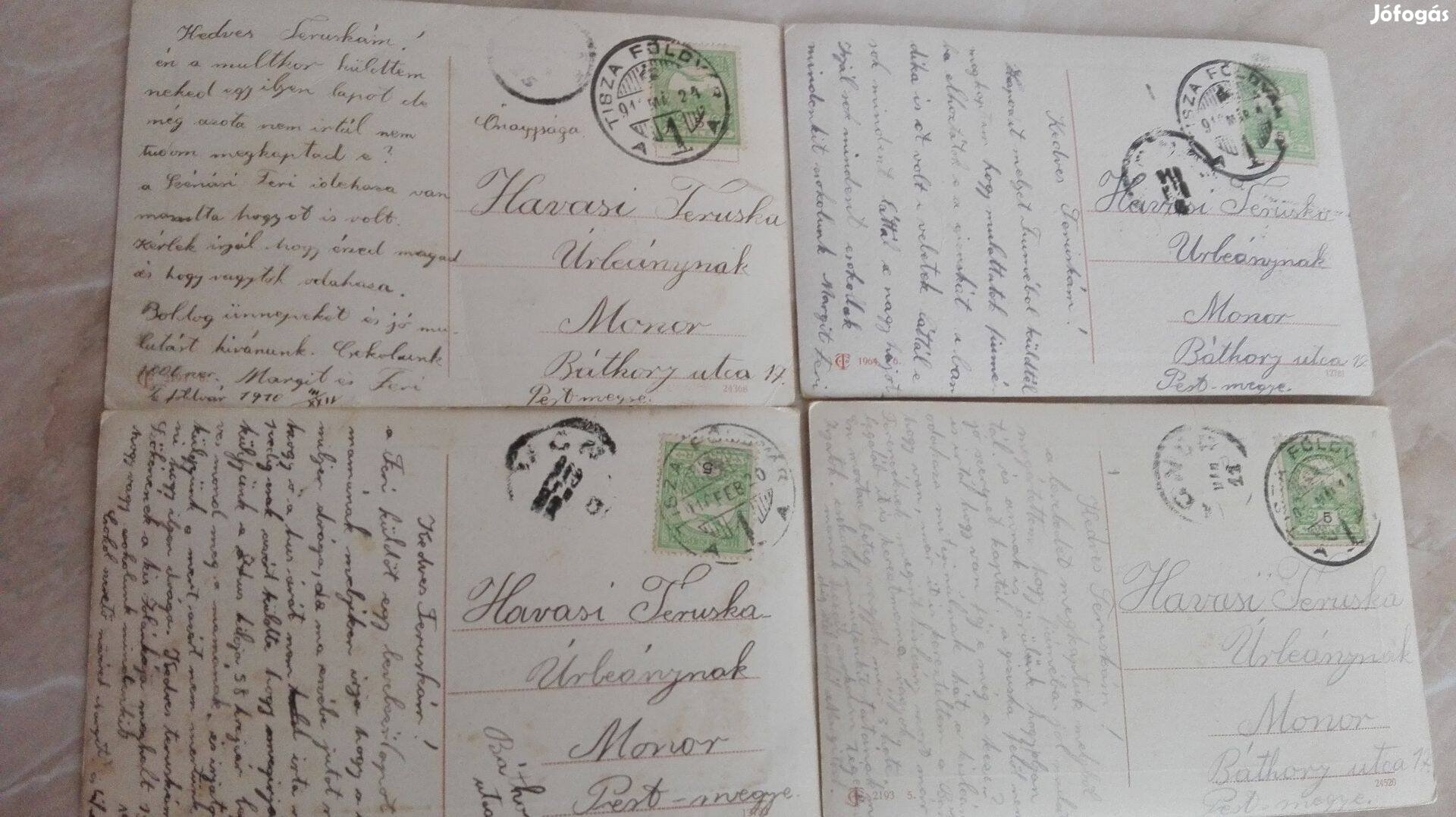 Tiszaföldvári képeslap 1910-es 4 db