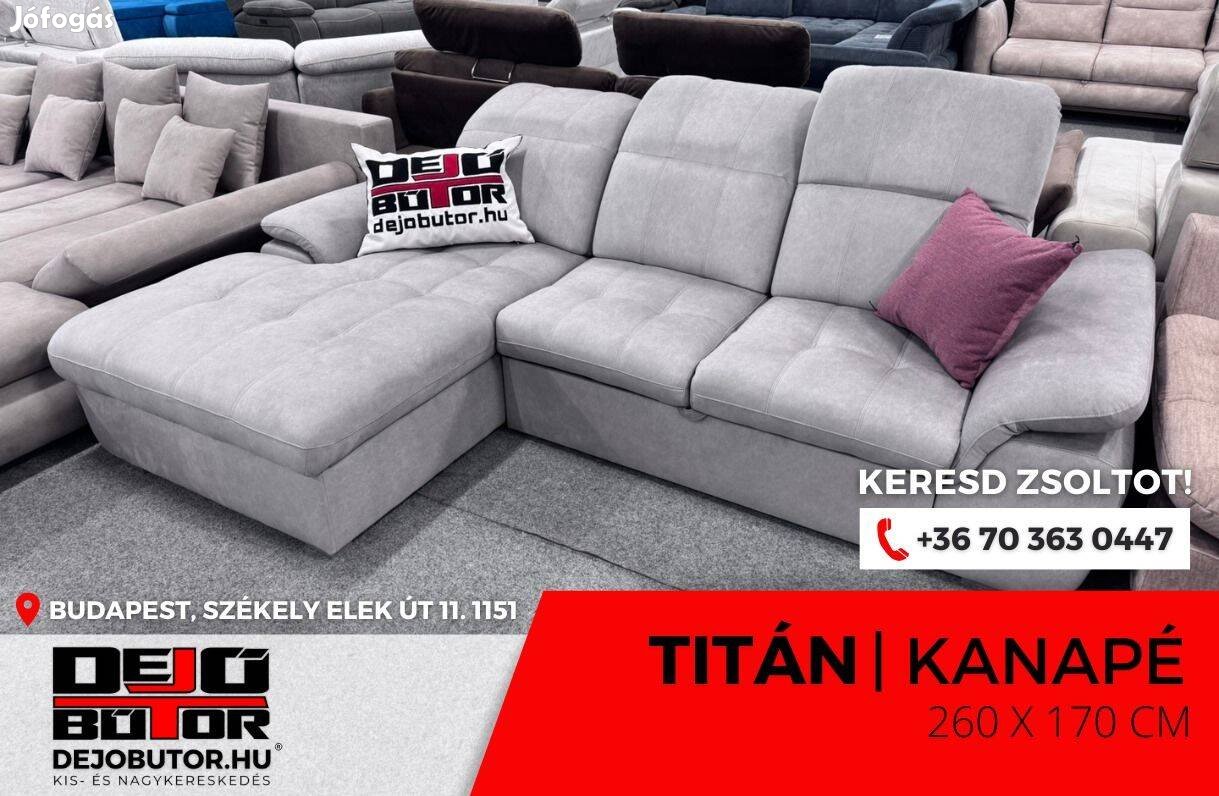 Titán rugós sarok kanapé ülőgarnitúra 260x170 cm ágyazható gray