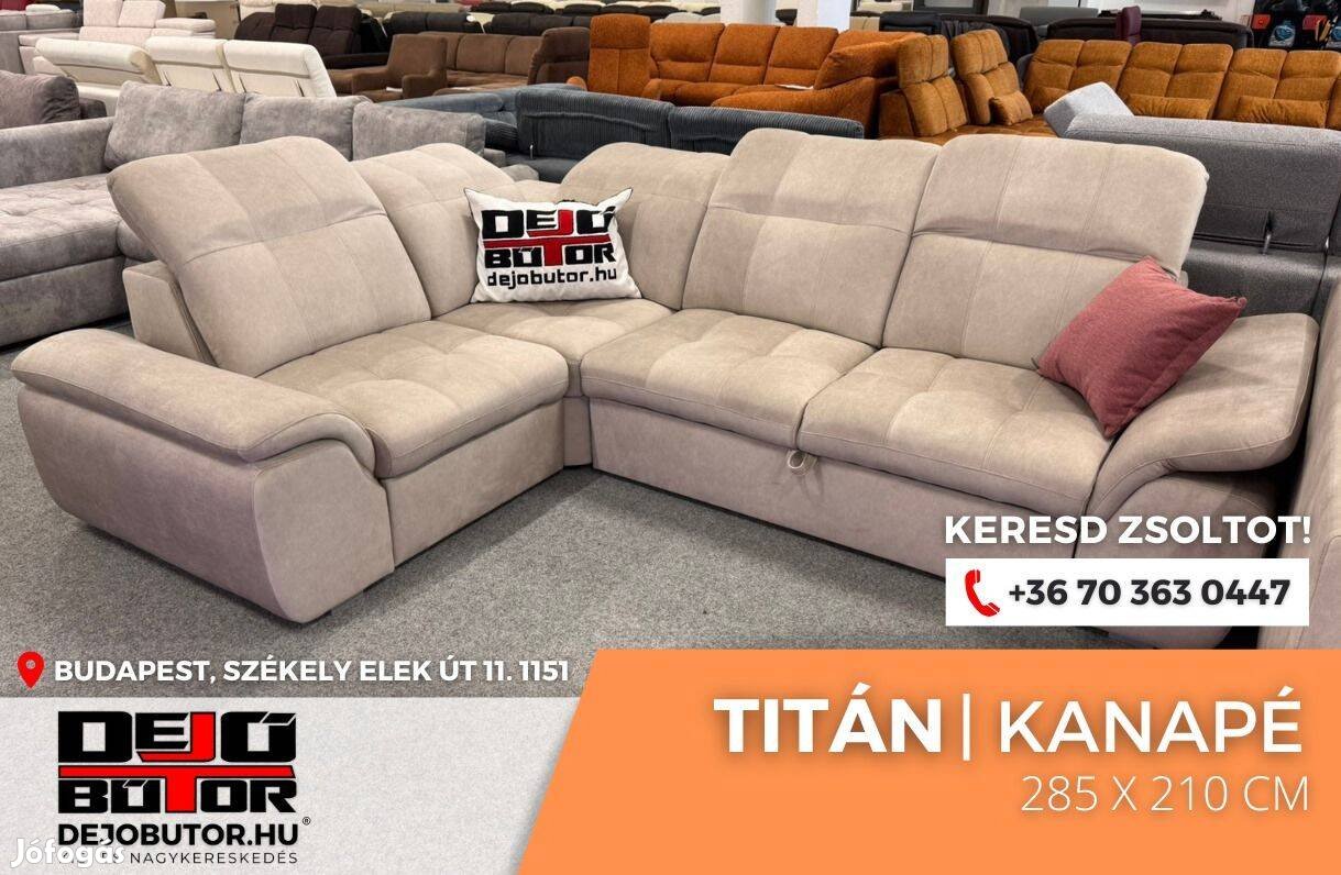 Titán rugós sarok kanapé ülőgarnitúra 285x210 cm ágyazható krém