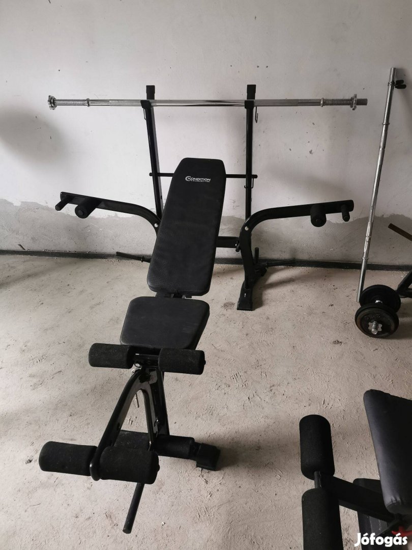 Több funkciós fekvenyomópad és rúd