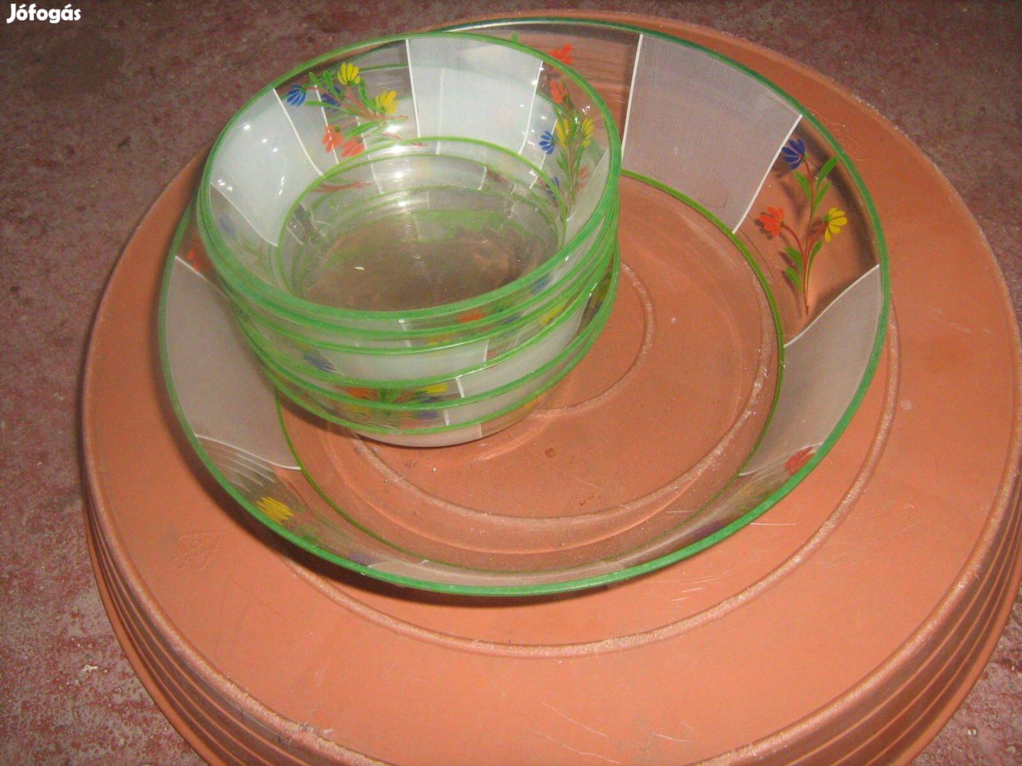 Több mint 100 éves csiszolt kézzel festett desszertes