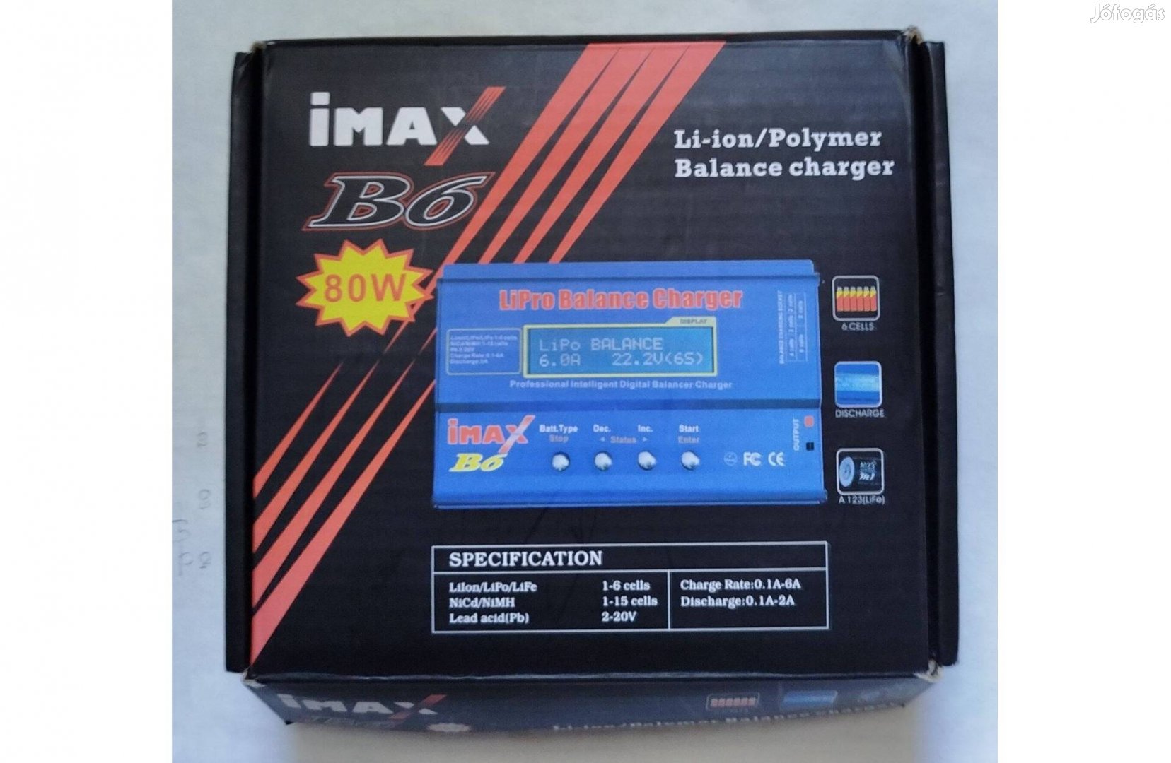 Többfunkciós Lipo 80 W 6A töltő intelligens Balance-Charger funkcióval