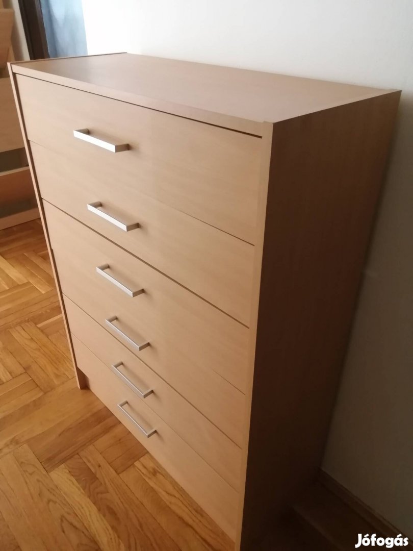 Tölgyfa színű 6 fiókos komód 