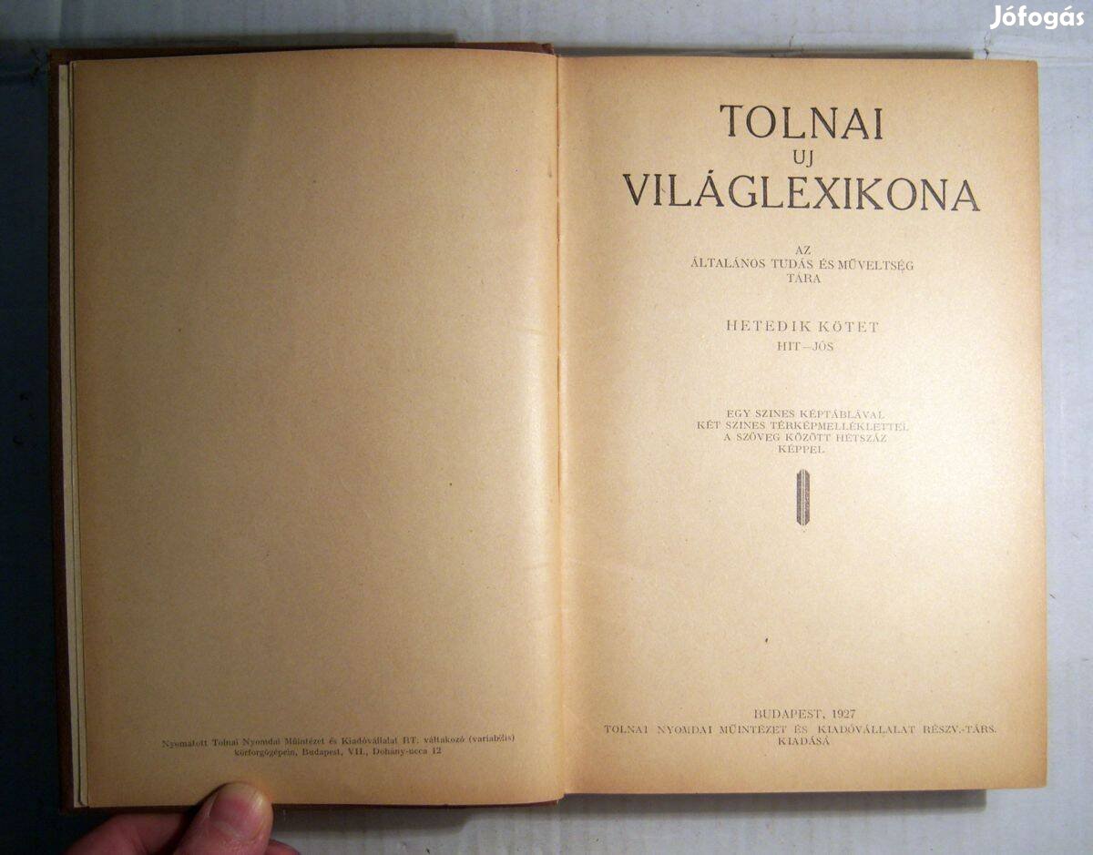 Tolnai Új Világlexikona 7-8.kötet (1927) átkötött (8kép+tartalom)