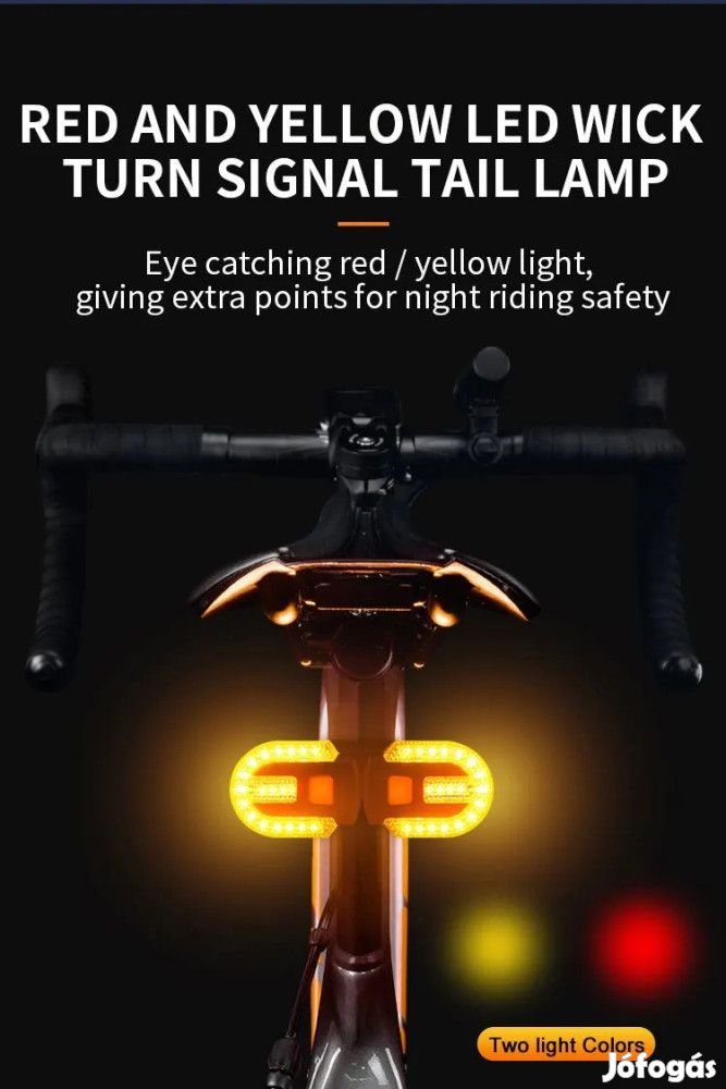 Tölthető kerékpár lámpa irányjelzővel, rádiós kezelővel