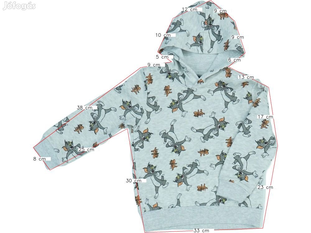 Tom&Jerry Új (címkés) Fiú Kapucnis pulóver (Méret: 116)