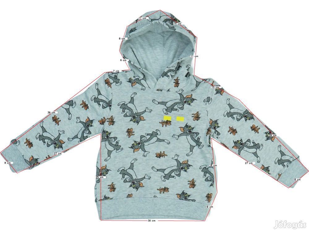 Tom&Jerry Új (hibás) Fiú Kapucnis pulóver (Méret: 110)