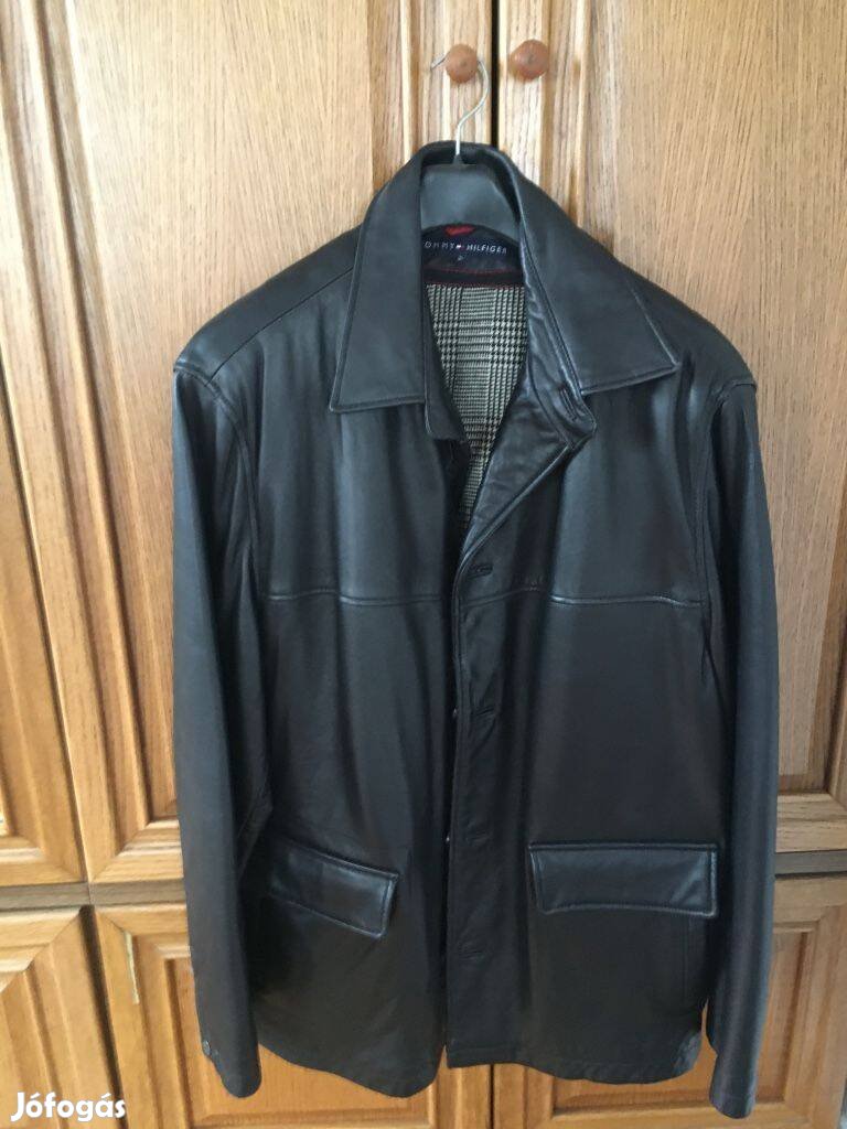 Tommy Hilfiger ffi fekete bőrtéliesített kabát XL