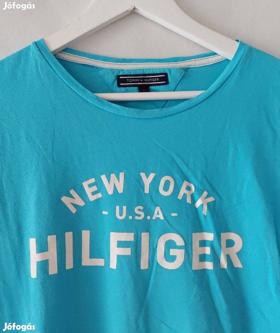Tommy Hilfiger pamut égkék férfi póló L