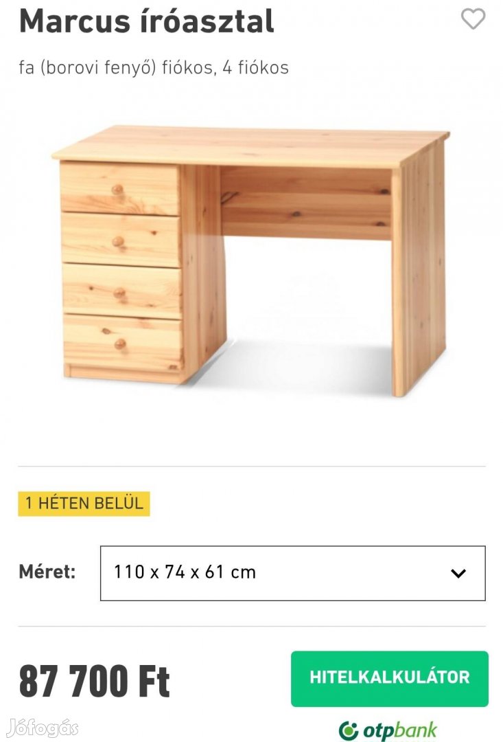 Tömör Borovi fenyő íróasztal